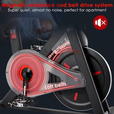 Велотренажер LIFERUN з регульованим опором, 0-100% магнітний опір, тихий велотренажер з LED-монітором, тримачем для планшету, для кардіотренувань вдома, до 120 кг, чорний