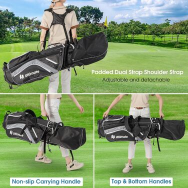 Сумка для гольфу LIFEZEAL зі стійкою, 14 відділень, легка, з подвійними ручками, 6 кишень на блискавці, дощовик, сіра, для чоловіків та жінок