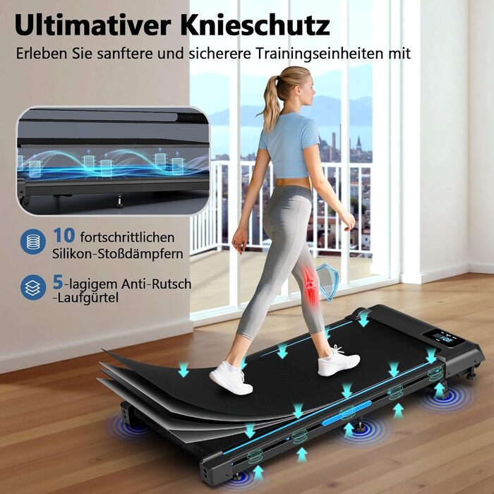 Walking Pad VANNECT: компактний біговий тренажер для дому з регулюванням нахилу, LED-дисплеєм та пультом керування. Максимальне навантаження 150 кг, без монтажу.