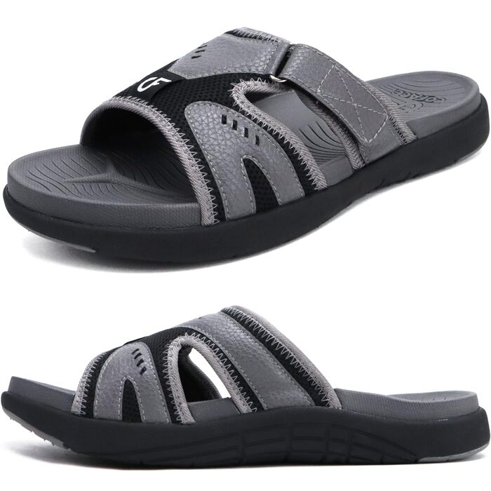 Чоловічі спортивні сандалі COFACE для відновлення після тренувань, ортопедичні, з підтримкою склепіння стопи, проти плоскостопості, розмір 43 (EU), сіро-чорні