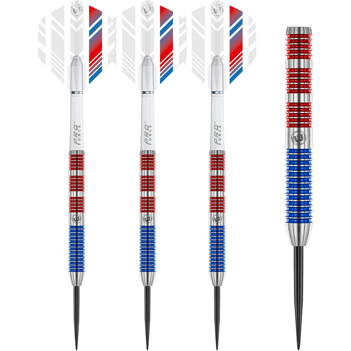 Дротики для дартсу WINMAU Wildcats 90% вольфраму 24 г з оперенням і стрижнями, призматична технологія, зважені для змагань