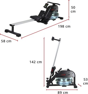 Водний веслувальний тренажер CARE FITNESS Skipper SP для дому з LCD-дисплеєм, складаний ергономічний водяний гребний тренажер