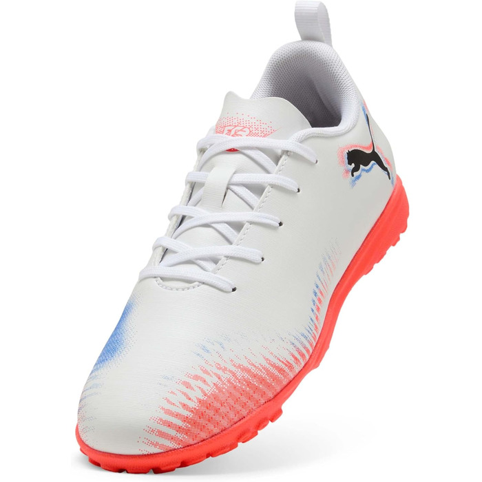 Дитячі футбольні бутси PUMA Future 8 Play TT Jr, 38.5 EU, білий/чорний/червоний (світловий ефект)