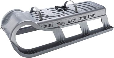 Санки EKO Snowstar 100 для сім'ї, 2-місні, пластикові, з металевими полозами, сріблясті, давоський стиль