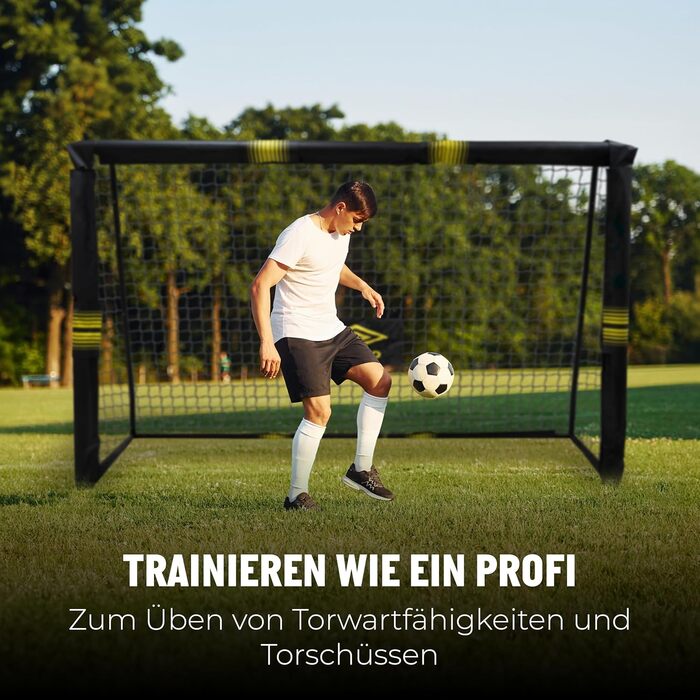 Футбольні ворота Umbro 300x200x120 см, металеві, чорні/жовті, для саду, дітей і дорослих, для тренувань, для вулиці та приміщення