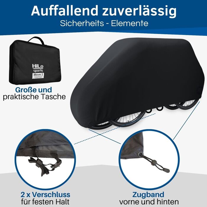 Водонепроникна захисна накидка для велосипедів та електровелосипедів HiLo для велотримачів - 6м мотузка, Ripstop 600D