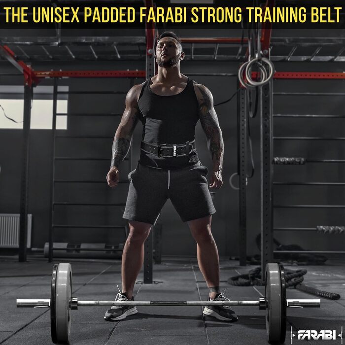 Пояс для пауерліфтингу Farabi Sports з натуральної шкіри 4'' для чоловіків і жінок, для тренажерного залу та бодібілдингу