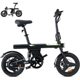 Складаний електровелосипед Finbike 14/16 дюймів, 250Вт, акумулятор 7.8Ah, швидка зарядка 3 год, 3 режими їзди, максимальна дальність 45 км, для дорослих і підлітків, чорний-зелений