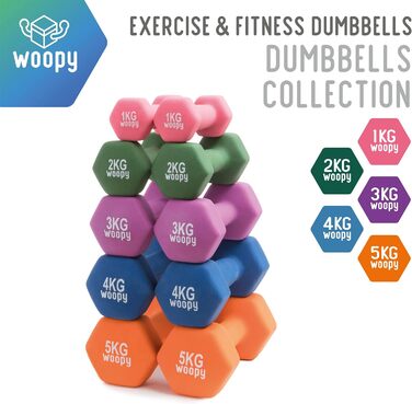Набір неопренових гантелей WOOPY 2×1 кг для жінок, фітнес, йога, пілатес, рожеві