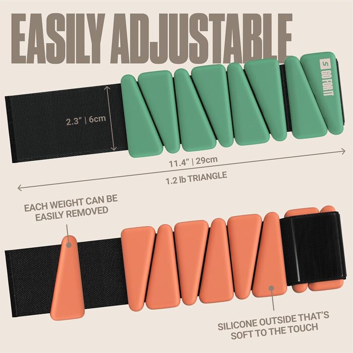 Набір обтяжувачів для зап'ястя та щиколоток Sportbit (2 шт по 0,5 кг) – для ходьби, бігу, йоги, пілатесу, зелені