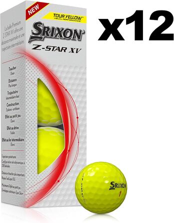 Преміальні гольф-м'ячі Srixon Z Star XV 8, турнірний рівень, 12 шт. (4 коробки по 3), потужні, аксесуари та подарунок для гольфу