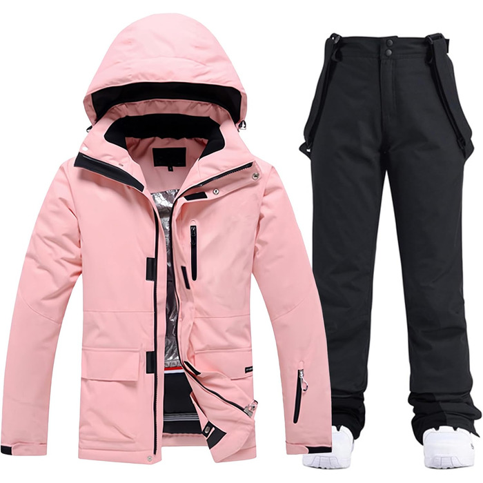 Жіночий комплект гірськолижний HOTIAN: куртка та штани, водонепроникний, вітронепроникний, теплий, для сноубордингу та гірськолижного спорту, M, DBK+BK