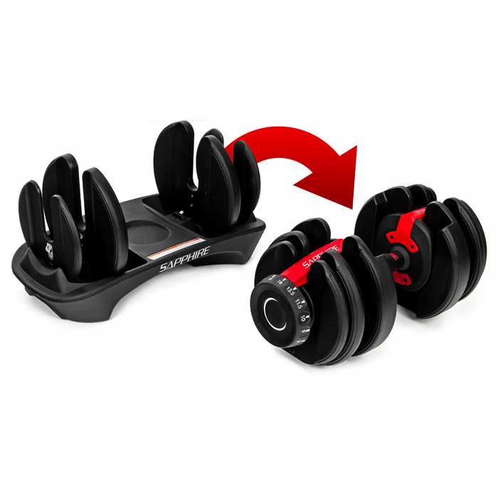 Регульовані гумовані гантелі Sapphire, 1 x 24 кг