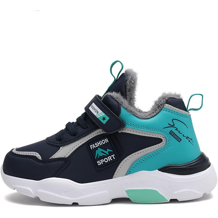 Дитячі плюшеві черевики Kinder: водонепроникні шкіряні кросівки для школи, спорту, занять у залі, відпочинку. Розміри 28-39 EU, блакитні