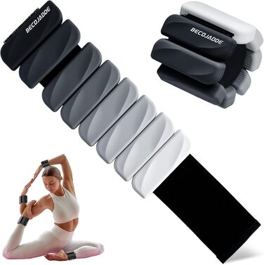 Важкі манжети для ніг BECOJADDE 0.45 кг / 0.9 кг (набір 2 шт.) для занять спортом, фітнесом, кардіо та силовим тренуванням. Чорний колір.