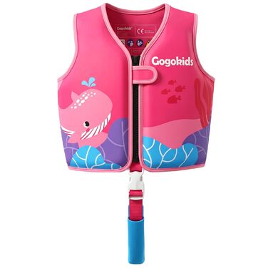 Дитячий жилет для плавання Gogokids 15-30 кг, для навчання плаванню, рожево-червоний, 5-8 років