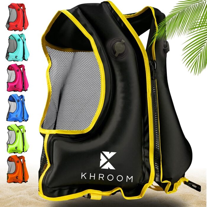 Надувна жилет Khroom для дорослих, відповідає новим стандартам ЄС | Зріст 150-210 см, вага до 100 кг | Жилет для снорклінгу та каякінгу, підходить для підлітків та дорослих