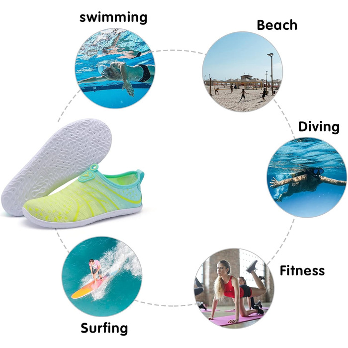 Водні шкарпетки Spesoul для жінок та чоловіків: дихаючі, швидковисихаючі, м'які, для хаду, піших прогулянок, плавання, пляжу, серфінгу, йоги, спорту (39/40.5 EU, Jiao Blgreen)