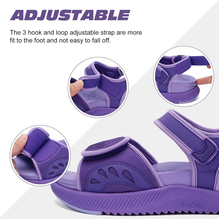 Жіночі сандалі ONCAI Wander з ортопедичною устілкою та підтримкою склепіння стопи, фіолетові, розмір 43 EU