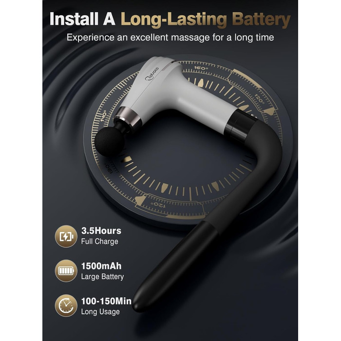 Масажер для тіла Cotsoco з подовженим насадженням, масажний пістолет для спини з 4 насадками та 6 рівнями швидкості, подарунок для чоловіків та жінок, чорний