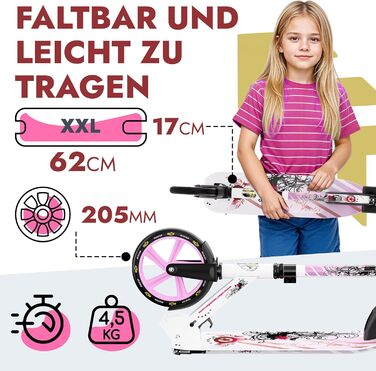 Дитячий та дорослий самокат STAR SCOOTER з алюмінію, великі колеса 205 мм, міський, для хлопчиків і дівчат від 6 років, XXL дека