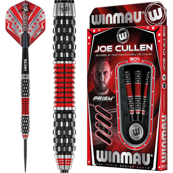 Дротики WINMAU Joe Cullen Rockstar RS 1.0 професійні, вольфрамові, з оперенням і стрижнями