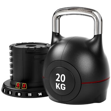Кетлбел регульований 7-в-1 для дому, 20 кг. Набір гантелей-кетлбелів для фітнесу, чорний. Ідеально для домашнього тренажерного залу.