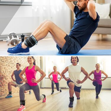 Нагрудники Sportneer з регульованою вагою 0,9-4,5 кг (на кісточку) / 1,8-9 кг (на пару), вантажні манжети для ніг та рук, армійний зелений (блакитно-сірий)