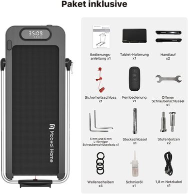 Електричний біговий тренажер Mobvoi Home Laufband SE з AI, 2.5 PS, 12 км/год, компактний, складний, з пультом, для дому, сумісний з TicSports APP, до 120 кг, срібний