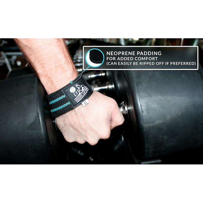Ремні для підйому ваги Nordic Lifting для пауерліфтингу та важкої атлетики (2 пари/4 шт), Aqua Blue & Camo Grey — преміум підтримка для чоловіків та жінок
