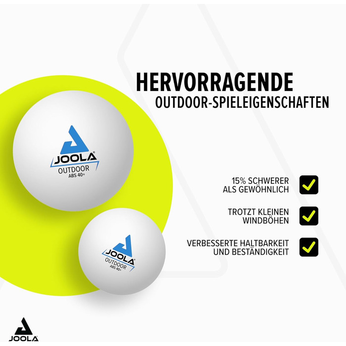 М'ячі для настільного тенісу JOOLA Outdoor - 40+ мм, вологостійкі, міцні, для гри на відкритому повітрі (упаковка 6 або 12 шт.), білі