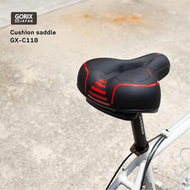 Сідло велосипедне GORIX GX-C118 широке, комфортне, коричневе для жінок та чоловіків, з кріпленням на підсідельну трубу