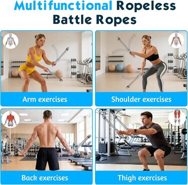 Битва мотузки TOGETDREAM: регульовані канати для тренувань без мотузки, для спалювання жиру, кардіо та силових тренувань (сірий)