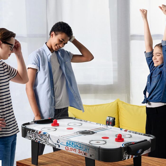 Airhockey стіл DREAMADE 42 дюйми з LED-рахунком та аксесуарами для дітей та дорослих