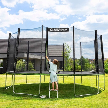 Батут із зовнішньою сіткою Hop-Sport 16ft (488 см), чорно-зелений