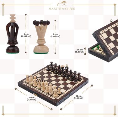 Шахи ROYAL Master of Chess, дерев'яні, ручної роботи, 35 см, з фігурами, великий шаховий набір для дітей і дорослих