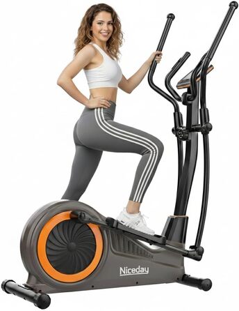 Еліптичний тренажер Niceday для дому, тихий, з магнітним опором, 16 рівнів, крок 39 см, до 150 кг, збірка 90%, Німеччина
