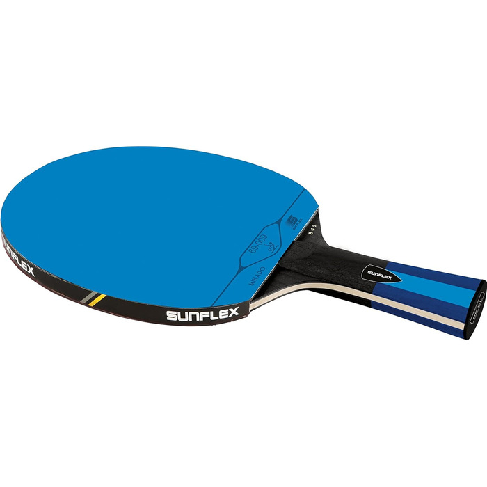 Sunflex Color COMP B45 професійна ракетка для настільного тенісу з синім ITTF сертифікованим накладенням, конкавна ручка, комплект з чохлом і 3 м'ячами для професіоналів та клубних гравців