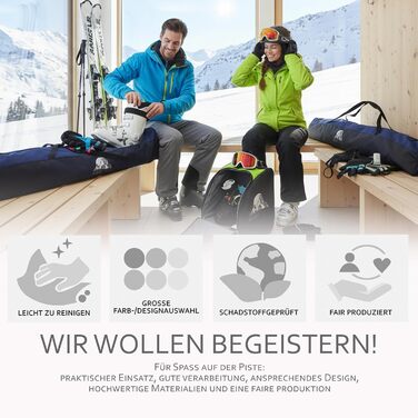 Чохол для лиж Rawstyle Skitasche Set: водовідштовхуючий, 160/180/190 см, для зимових видів спорту, чорно-рожевий комплект