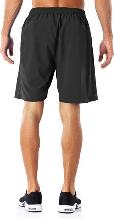 Шорти спортивні чоловічі HMIYA, чорні, швидковисихаючі з кишенею на блискавці