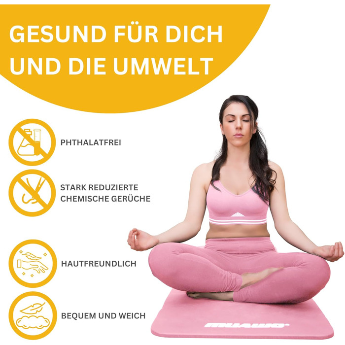 Килимок для фітнесу Muawo Premium: йога, гімнастика | Антиковзаючий, товстий, 190 x 60 x 1,5 см (Рожевий)