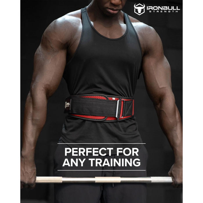 Пояс для важкої атлетики Iron Bull Strength – 15,2 см, автоблокування, червоний (XXL), для важкої атлетики, фітнесу, крос-тренінгу та пауерліфтингу
