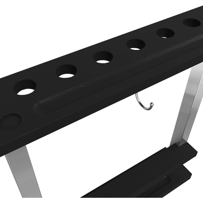 Підставка для хвістків Stradivari Francesca | На 6 хвістків | Для різних довжин | З відсіком для кульок та щіток | Чорна, стійка, не потребує кріплення до стіни