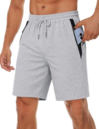 Чоловічі літні спортивні шорти Activewear з бавовни, легкі повсякденні шорти-джогери з кишенями на блискавці, сірі, розміри S-XXL