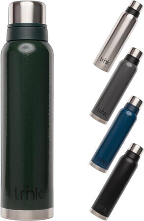 Термос trnk Outdoor polar 2, 1600 мл, нержавіюча сталь, BPA-free, з 2 чашками, зберігає тепло 40 годин, для напоїв, зелений, для туризму, можна мити в посудомийній машині
