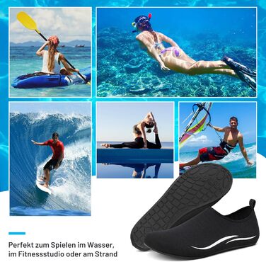 Чоботи для плавання унісекс: легкі, швидковисихаючі, для пляжу, басейну, серфінгу, йоги (44 EU, 2a Чорний)