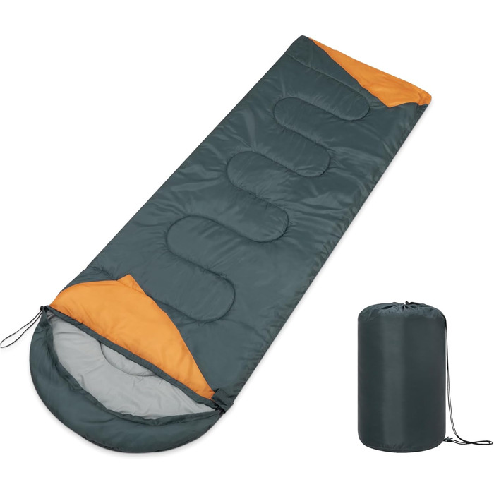 Спальний мішок Paco Home для дорослих та дітей: комфортний, дихаючий, для кемпінгу та подорожей (220x70x6 см, Антрацит)