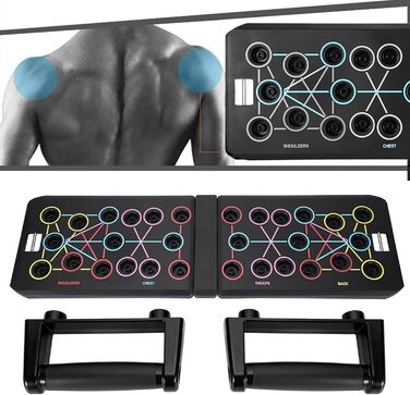 GLKEBY Тренажер для віджимань Push-Up Rack Board 15-в-1, складаний, багатофункціональний, портативний, регульований