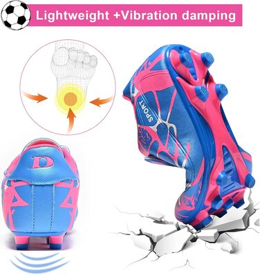 Дитячі футбольні бутси для хлопчиків та дівчаток, унісекс, дихаючі, легкі, з антиковзким покриттям, розмір 28-37 (34 EU), рожево-блакитні