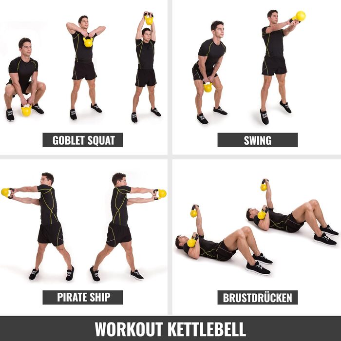 Кетлбелл GORILLA SPORTS® 2-32 кг, гачане залізо, для силових тренувань, одиничний або набір, захисне покриття, срібний/чорний